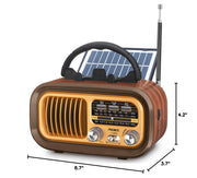 PRUNUS J-150 Portable Radio AM FM SW Bluetooth Speaker,TF Card/USB Playback | Retro Radios Vintage Transistor with Best Sound, Solar/D Battery Operated/USB Charging, TWS