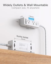 One Beat Surge Protector Power Strip, 5 Ft Flat Plug Extension Cord, 900J | 6 Outlets 4 USB Ports(2 USB C), Wall Mount Outlet Extender Small Power Strip for Travel Home Office College Dorm Room Station