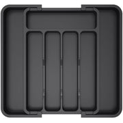 Lifewit Expandable Cutlery Drawer Organiser, 5-7 Compartments Utensil Tray | Adjustable Kitchen Drawer Dividers for Spoons Forks Knives, Plastic Storage Holder, 22-36 x 30cm, Small, Black
