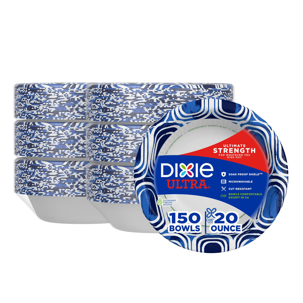 Dixie Ultra Large Paper Bowls 20 Oz, Disposable Bowls, Microwave Safe