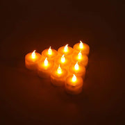VIROSA Pack of 48 Realistic and Bright Battery Operated Flickering Flameless Tea Light Led Candles, Batteries Included - Yellow