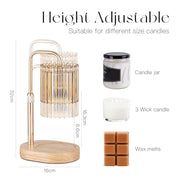 Candeldo Gold Candle Warmer Lamp with Timer, Birthday Gifts for Women Mum | Wax Melt Lamp, Height Adjustable, Dimmable, Gift for Her, House Warming, Birthday Present, Modern Home Decor, with 2 Bulbs