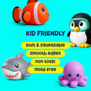 Tubby Tots Mold-Free Design Bath Toys for Kids - Baby Toys for Toddlers | 6 Sea Animals Bathtub Toys 2-4, 3-5 Years - Baby Beach Floating Tub Toy for Babies 6-12 Months - Water Table Toys