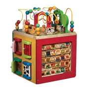 Battat Wooden Activity Cube - 5-Sided Play Center with Bead Maze, Doors | Farm-themed with bead maze, peekaboo doors, spinners, zig-zag race and mix-and-match animals, 1+ Years