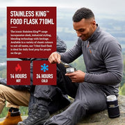 Thermos Stainless King Cranberry Red Food Flask (710ml) 14h Hot | 24h Cold | Thermal vacuum insulated stainless steel metal hot food container with lid for soup, meal prep, work packed lunch, camping