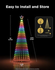 Govee Christmas Cone Tree Lights, 9ft 610 LEDs RGBIC Christmas Tree Light | Smart App Control, IP67 Waterproof Outdoor String Lights for Halloween Christmas Decorations, 100+ Scene Modes, Music Sync