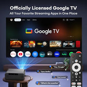 Google TV Smart Outdoor Projector, 4K Projector with WiFi and Bluetooth | 2000 ANSI Lumens, 30W HiFi Speaker, Auto Focus & 6D Keystone, HDR10, Portable Movie Projecteur for Outdoor & Home Theater
