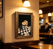 Vintage Gold Framed Martini Bar Wall Art, Moody Cocktail and Chess Canvas Print, Dark Espresso Martini Painting Picture, Chessboard Aesthetic Poster Print Artwork for Kitchen Dining Room Home Bar