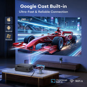 Google TV Smart Outdoor Projector, 4K Projector with WiFi and Bluetooth | 2000 ANSI Lumens, 30W HiFi Speaker, Auto Focus & 6D Keystone, HDR10, Portable Movie Projecteur for Outdoor & Home Theater