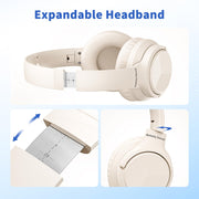 Wired Headphones with Microphone for School, 3.5mm Corded Headphones, Beige | Wired Over Ear Foldable Plug in Headphones, 4.9ft Tangle-Free Nylon Cord for School, Tablet, Laptop, MP3/4, Airplane Travel