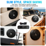 STUDIOFINIX 5.25" 160W Bluetooth Waterproof Marine Speakers - 2 Way Weather Resistant Boat Audio with LED Lights, and Low Profile Slim Style Suitable for Boat, RV, ATV, UTV, Golf Cart (1 Pair, Black)