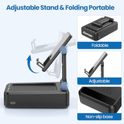 JTEMAN Cell Phone Stand with Bluetooth Speaker,Birthday Gifts for Men Women | Big Sound & Clear Audio,Cool Tech Gadget Wireless Speaker, Unique Ideal Gifts, Foldable Adjustable Phone Stand for Desk
