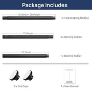 Matte Black Shower Curtain Pole 84 to 183 cm, 1 Inch Extendable Tension Rods for Curtains No Drill, Shower Rail for Bathroom, Closet, Window, Room Divider, Never Rust, Non Slip