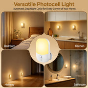 2 Pack Night Light Plug in Wall, Dimmable LED Night Light with Dusk to | Dawn Sensor, 3000K Warm White, 5 Brightness Levels, Energy Saving Plug in Nightlight for Hallway Bedroom Kids Nursery