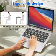 GrandMil Adjustable Laptop Stand for Desk – Foldable & Portable ABS+Silicone Riser, Ventilated Cooling Holder for 10-17.3” Laptops & Tablets (Black)