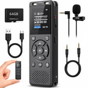 Tonfarb 64GB Digital Voice Recorder with Playback,Audio Recording Device | for Lectures Meeting/Classes/Interviews,Tape Recorder with Voice Activated,Password,Noise Reduction,A-B Repeat,MP3 Player Etc