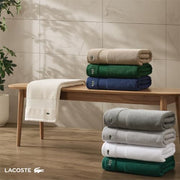 Lacoste Heritage 100% Supima Cotton Bath Towel 30" x 54", Aloe | Highly Absorbent & Quick Drying, Premium Super Soft, Bathroom Essential, Gift for All Occasions, Machine Washable