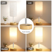 Aooshine Bedside Lamps, Table Lamp for Living Room Bedroom, Touch Dimmable | Touch Lamps Bedside with USB A+C Charging Ports, Small Lamp, Fabric Shade for Kids Room, Study, Dorm, Office, Bulb Included