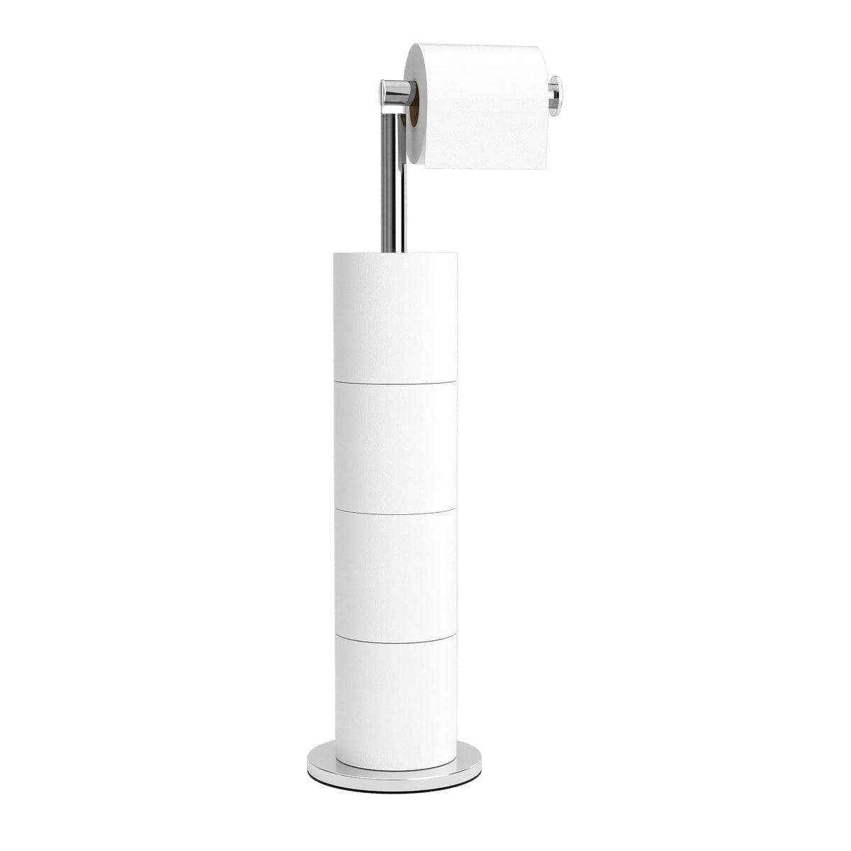 Stainless Steel Free-standing Toilet Roll Holder, Heavey Base,Chrome | Stores 4 Spare Rolls,Heavey Base,Waterproof & Rustproof,No Drilling Needed,Anti-Slip Design,Suitable for Humid Environments