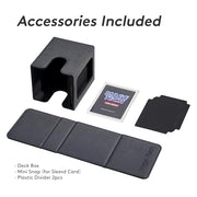 Mage Tech Commander Deck Box Lite - Card Display with Mini Snap Card Holder & Removable Cover, Fits 100+ Single-Sleeved Cards, Ideal for MTG, PTCG, OPCG, SWU & More (Black)