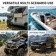 STUDIOFINIX 4-Channel Marine Amplifier, 500W Peak Class AB Audio Amp, IP-01 Waterproof Marine Grade, Dual RCA & High-Level Inputs, Dual MOSFET Power Supply for Boats, ATVs, RVs, Motorcycles（White）