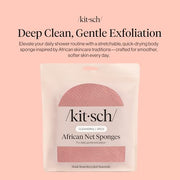 Kitsch African Net Sponge – Exfoliating Body Scrubber – Berry Pink, 3 Pcs | for Cleansing & Gentle Daily Exfoliation – Stretchable Bath Sponge for Hard-to-Reach Areas – Long-Lasting Shower Essential