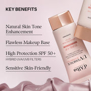 d'alba Piedmont Waterfull Tone-Up Sunscreen Serum (1.69 fl oz), SPF 50+ | BROAD SPECTRUM SPF 50 +, Makeup Base, Foundation-Free, Even Skint Tone, Korean Sunscreen for Face, All Skin Tones