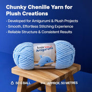 Knit Me Amigurumi Velvet Chenille Yarn, Chunky Yarn for Crochet, 50g/55m Super Soft Polyester for Teddies, Plush Toys and Blankets, EN71-3 and Oeko-Tex Certified, 5.5mm Hook (White)