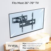 MOUNTUP TV Wall Bracket for Most 26-70 Inch LED, LCD, OLED Flat & Curved TV | Full Motion TV Mount with Swivels Tilts Extends, Double Arm Holds up to 45kg, Max VESA 400x400mm