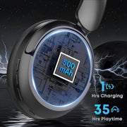 Bluetooth Headphones, Hybrid Active Noise Cancelling Over Ear Headphones | 35H Playtime, HiFi Stereo Foldable wireless Headphones with Foam Ear Cups for Sports, Office, Travel