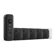 Blink Outdoor 4 and Battery Doorbell 2K+ (newest model) — Two-year battery 1080p cameras and 2K battery doorbell. Sync Module Core included — 5 Cameras + Doorbell (Black)