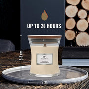 WoodWick Scented Candle with Crackling Wick | Vanilla Bean Mini Hourglass Candle | Up to 20 Hours Burn Time | Perfect Gifts for Women, 85g