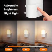 GRIFEMA Plug in Night Light with Dusk to Dawn Photocell Sensor, White | 4 Brightness Levels, Warm White Light for Children's Room, Hallway, Bedroom and Garage