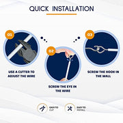 DIKOTS® Net Curtain Wire and Hooks Set - 3 Meter Curtain wire kit with 4 Eyes & 4 Hooks - A multipurpose Kit suitable for net curtains for windows - Durable set for window net curtain