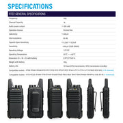 Retevis RT22 Walkie Talkies Long Range Rechargeable with Earpiece (2 Pack) | Slim & Lightweight 2 Way Radio For Camping & Hiking, Pocket-Friendly Antenna, Ready to Use, 10-Hour Battery, USB-C Charging