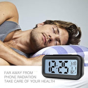 DTL Digital Alarm Clock LED Display with Temperature Big LCD Digit Display Larger LCD Backlit Display Snooze Smart Brightness Sensor for Bedroom Home Office and Travel