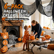 6-Pack Halloween Creepy Cloth - 30x72 Inch Black Halloween Gauze Spooky Fabric Cloth for Outdoor Decorations 6 Black