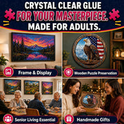Clear Jigsaw Puzzle Glue with Applicators, Quick-Dry, 200mL | Glue for Puzzles to Frame, Non-Toxic, Non-Yellowing, Covers Up to 5,000 Pieces, Easily Preserves Finished Puzzles