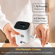 YGSKK Mini Projector with Wifi and Bluetooth, Built-in Apps,Movie Projector | Electric Focus Portable Projector, 1080P Video Projector for Bedroom, Supports Smartphone/TV Stick/iPad/PS5/Laptop/HDMI/USB