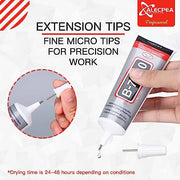 ALECPEA B-7000 Rhinestone Glue, Clear Craft Adhesive, 2 x 15 ml | Precision-tip clear glue for jewellery making, fabric, shoes, flatback gems, DIY crafts and phone screen repairs