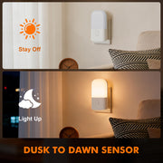 GRIFEMA Plug in Night Light with Dusk to Dawn Photocell Sensor, White | 4 Brightness Levels, Warm White Light for Children's Room, Hallway, Bedroom and Garage