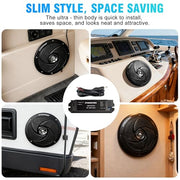 STUDIOFINIX 5.25" 160W Bluetooth Waterproof Marine Speakers - 2 Way Weather Resistant Boat Audio with LED Lights, and Low Profile Slim Style Suitable for Boat, RV, ATV, UTV, Golf Cart (1 Pair, Black)