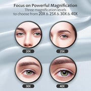MIYADIVA 40X Magnifying Mirror, Small Magnifying Mirror with Suction Cup and Tweezers, As a Travel Essentials, Compact Mirror Set for Plucking Eyebrows 3.5 Inches
