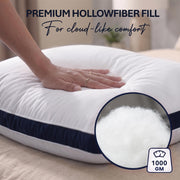 Utopia Bedding Pillows 2 Pack, Queen Bed Pillows, Brushed Fabric, Navy | 45x66 cm Queen Bed Pillows Soft Brushed Fabric Plush Hollow Fiber Filling Breathable Construction Comfortable Sleep Support