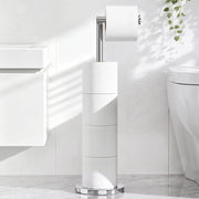 Stainless Steel Free-standing Toilet Roll Holder, Heavey Base,Chrome | Stores 4 Spare Rolls,Heavey Base,Waterproof & Rustproof,No Drilling Needed,Anti-Slip Design,Suitable for Humid Environments