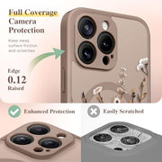 GVIEWIN for iPhone 16 Pro Case Compatible with MagSafe Screen Protector | Military Grade Protection, Full Camera Protection, Floral Translucent, Women Magnetic Phone Case, Floratopia/Brown