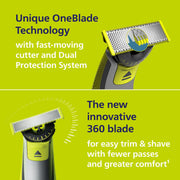 Philips Norelco OneBlade 360 Hybrid Face + Body Trimmer and Shaver | Trim, Edge & Shave Face & Body, Body Skin Guard, 5-in-1 Stubble Comb, 360 Contour Blade, Wet and Dry Use, 60-Minute Runtime