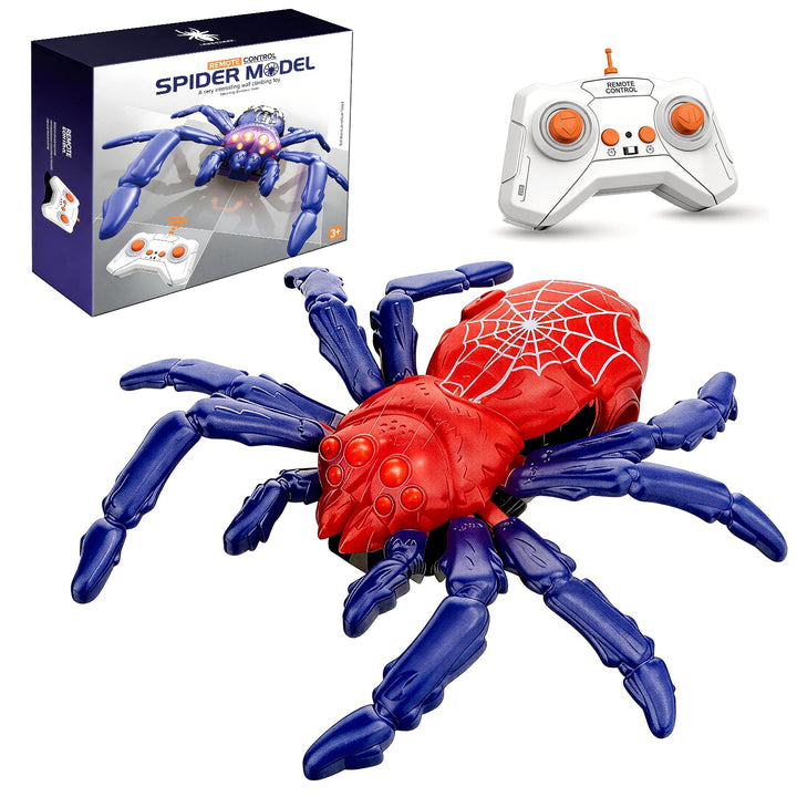 AUTXQU Wall Crawler Gecko Rechargeable Remote Control Robot Wall Ceiling Climbing Toys with 360° Rotation,Funny Pranks Birthday Gifts for Kids Boys and Girls Age 4&Up (Red Blue Spider)