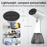 GS01 Handheld Clothes Steamer, 400ml Large Water Tank 1500W Fast Heat Up Portable Travel Wrinkle Remover (White-Grey)