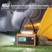 NOAA Weather Alert Radio, 5000mAh Solar Hand Crank Emergency Radio | FM AM Shortwave, Battery Operated Radio with Digital LCD, Cellphone Charger, Flashlight, Reading Lamp, SOS, Headphone Jack
